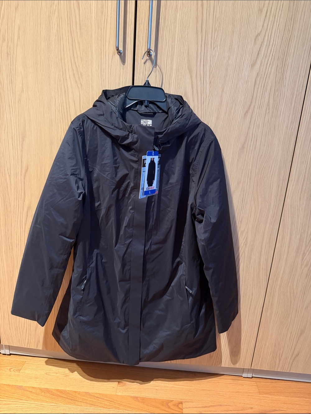 32 Degrees Waterproof Black Hooded Winter Jacket